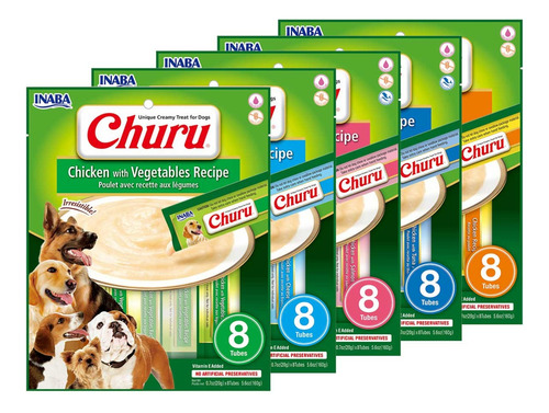 Churu Para Perro Mix Degustacion Con 5 Unidades (40 Tubitos)