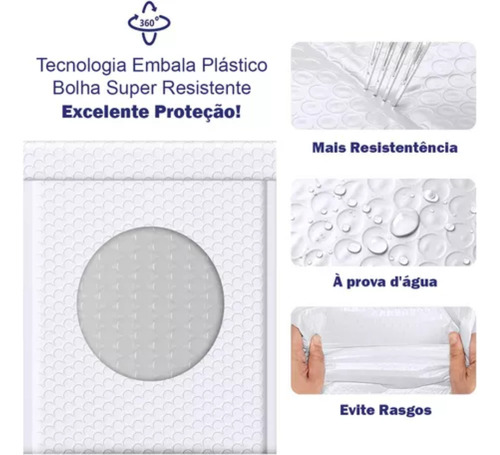 50 Envelopes Segurança 19x25 Com Bolha Branco Saco Correios