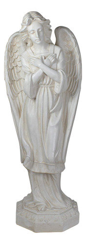 Estatua Angel Marfil Brazo Plegado Para Jardin 30.0 in