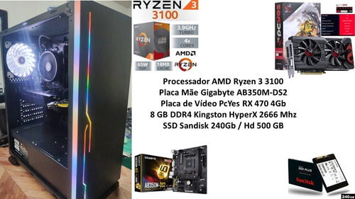 Pc Gamer Amd Ryzen 3 3100 8gb Rx 470 4gb