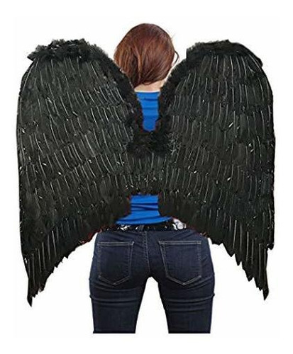 Super Xl Large Black Black Angel Halloween Wings Hombre...