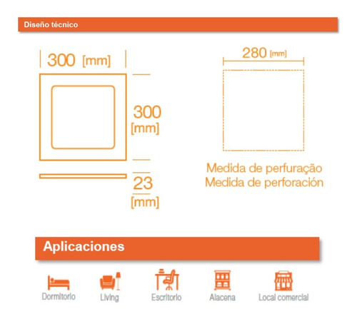 Imagen 4 de 6 de Pack X 5 Panel Led Ledvance Embutir Cuadrado 24w Luz Fria