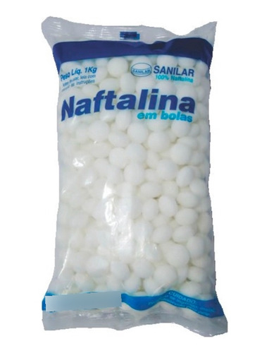 Naftalina Em Bolas Branca Embalagem 1kg Promoção - Sanilar