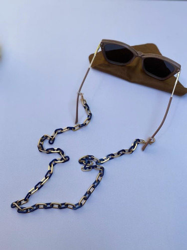 Imagen 1 de 2 de Strap Para Lentes Y Mascarillas -cadena Azul/dorado