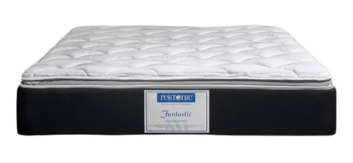 Juego De Box Y Colchón Fantastic Restonic - King Size Color Blanco Con Gris