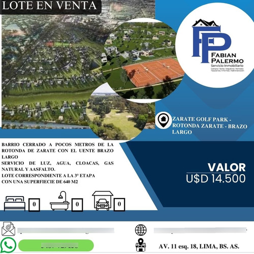 Lote En Barrio  Zarate Golf Park 