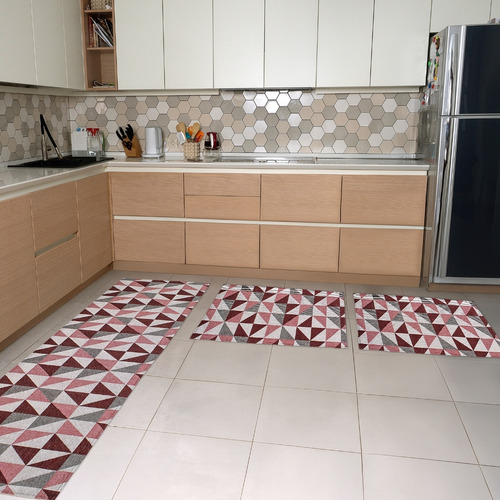 Kit Tapetes E Passadeira Jacquard Antiderrapante 3 Peças