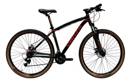 Bicicleta Venzo Loki R29 Shimano 2025 Frenos Disco Mecanicos Negro/rojo/celeste L