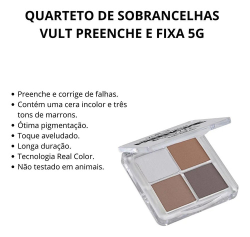 Quarteto De Sobrancelhas Vult Preenche E Fixa 5g