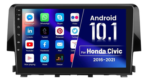 Rádio Honda Civic 2016-21, Android 10 Estéreo Automotivo,