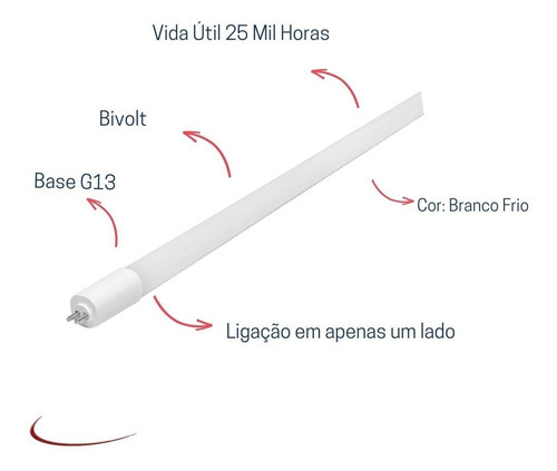 Lampadas Led Tubular 18w - Caixa Com 25 Cor Da Luz Branco-frio
