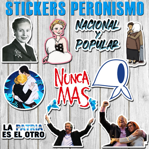 Stickers Peronismo Cfk Evita Nestor 50 Unidades 4x4 Cm Pvc