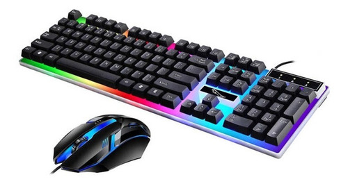 Kit Teclado Y Mouse Usb Gamer Con Luces Led Pc Laptop