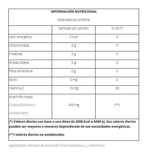 Imagen 2 de 2 de Alcachofa Disminuye Colesterol Hígado Graso X50 Caps Natier Sabor Alcachofa