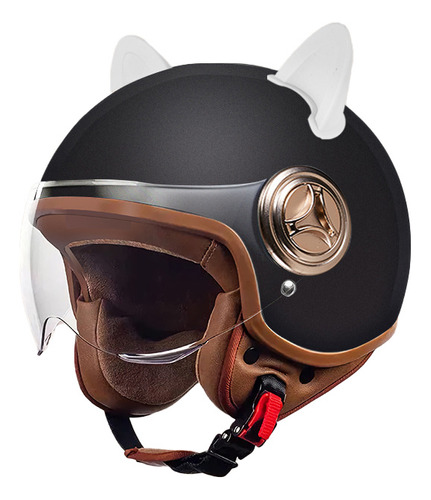 Casco De Moto Cat's Ear, Protección Contra Caídas, Negro