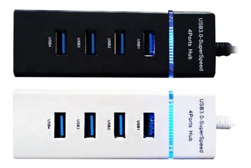 Hub Usb Multiplicador 4 Puertos Usb Luz Led Pc Notebook Full