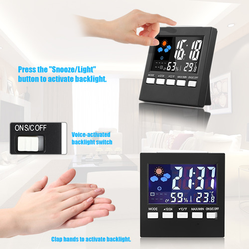 Termómetro Digital Con Reloj.alarma, Monitor De Temperatur