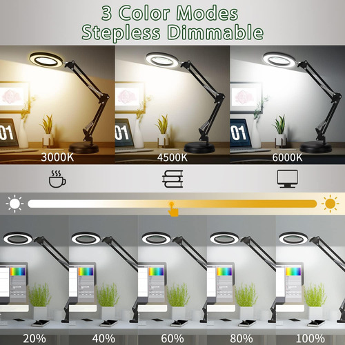 Lámpara De Aumento Led 10x Con Soporte Y 3 Modos De Luz