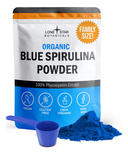 Polvo De Espirulina Azul Organico, 120 Porciones, Superalime