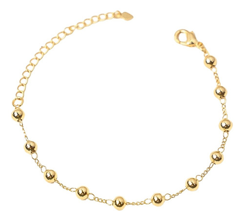 Pulseira Bola Lisa Feminino Semi Joias Banhado Ouro 18k Comprimento 17 Cm Cor Dourado Diâmetro 17 Cm