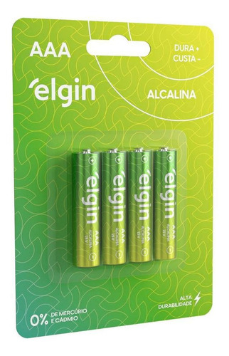 Pilha Elgin Alcalina AAA Cilíndrica - kit de 4 unidades