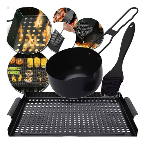 comprar Bandeja Assadeira Perfurada Grill + Bowl De Ferro Com Pincel