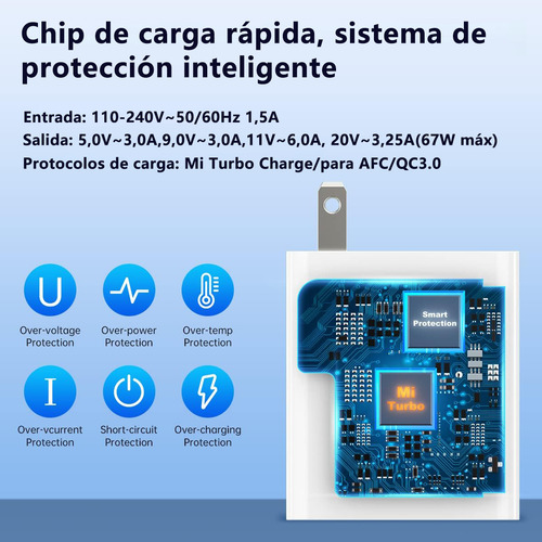 67w Cargador Carga Rápida Para Xiaomi Redmi Poco Para Xiaomi 11T 12 13T 14 15, Para Redmi Note 14 13 12 Pro, Cargador Turbo Y Cable USB C 1.5M Para Xiaomi Poco C75 C65 X7 X6 X5 Pro F6 2 piezas