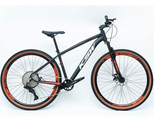 Bicicleta Aro 29 Bike Ksw Mtb 12v Marchas K7 Alumínio Cor Preto Fos -ad Verme Bco Tamanho Do Quadro 15
