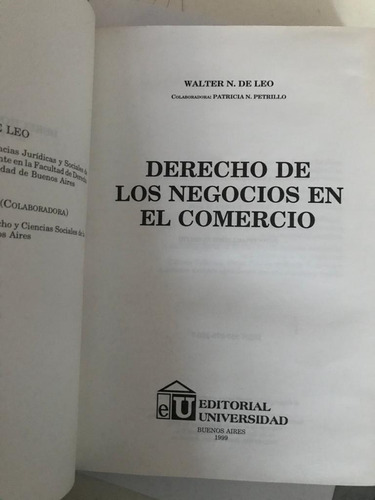 Derecho De Los Negocios En El Comercio         Walter De Leo