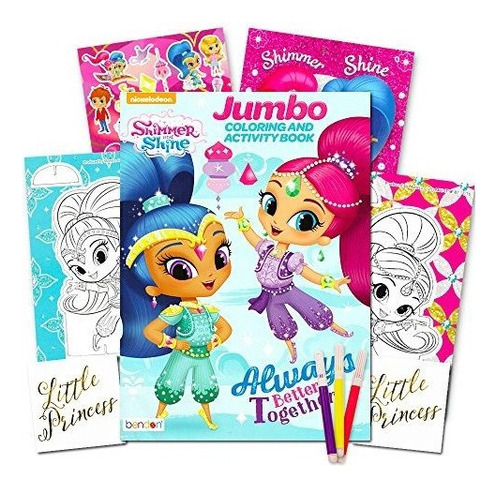 Conjunto De Libro Para Colorear Shimmer And Shine - Jumbo Bo