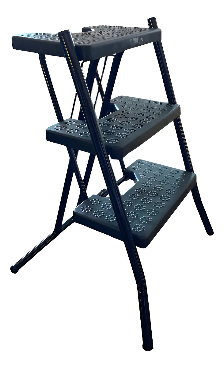 Escada 3 Degraus Reforçada 120kg Compacta Dobrável Banqueta J&H STORE