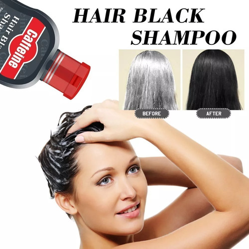 Imagen 6 de 6 de Shampoo Colorante Negro Tiñe Canas Barba 5 Minutos Caffeine