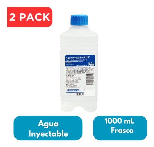 Agua Inyectable Estéril Frasco 1000 Ml Pisa 2 Pack