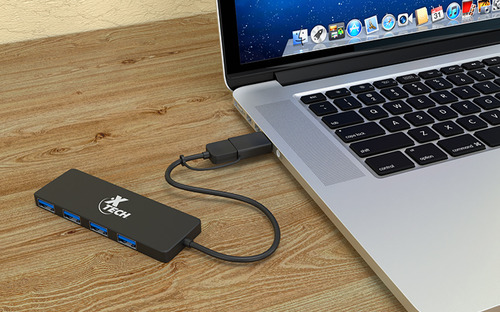 Usb Hub Con Adpatador Usb-c Y Usb-a Con 4 Puertos Usb