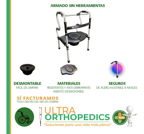 Andadera Para Adulto Mayor Plegable Con Comodo Ajustable