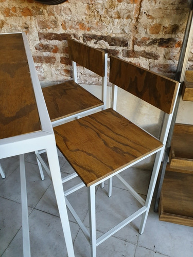 Imagen 3 de 3 de Mesa Barra 100x40 + 2 Taburetes C/respaldo Color Blanco