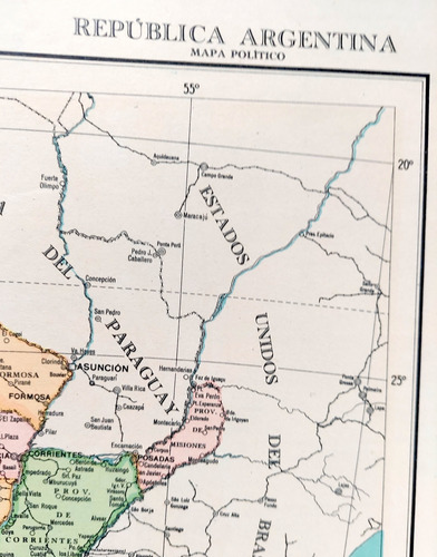 Mapa 1954 Argentina Ciudad Eva Peron + Provincia Eva Peron