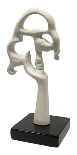 Escultura Figura Rostro Mujer Cerámica 43x24 Cm 