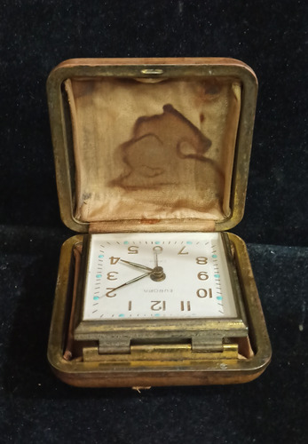 Antiguo Reloj De Viaje Europa Estuche, Funciona Alarma (Usado)