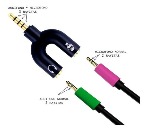 Splitter Audio 3.5mm Plug Microfono Audifono Ps4