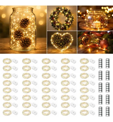 Kit 40 Fio Fada Cordão Luz Decoração Pisca Pisca 2m 20 Leds Branco Quente 5v