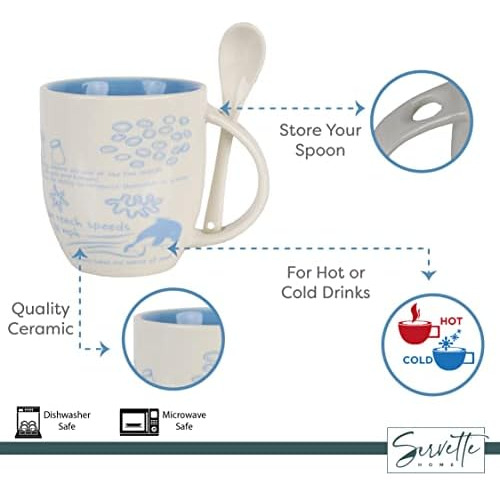 Taza Servette Home De Delfín De 13 Oz Con Cuchara