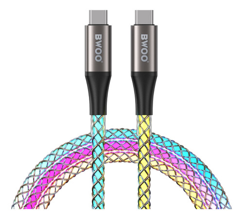 Cable Usb-c Transparente 65w Para Carga Rápida C Luz Led Rgb