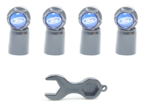 Imagem 2 de 6 de Kit Capa Para Valvula Bico Pino Pininho Preto Ford Azul