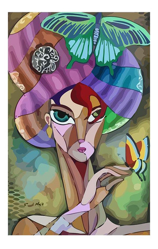 Vinilo 40x60cm Mascaras Caras Arte Watercolor Paint P1