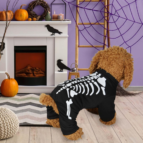 Disfraz De Esqueleto De Perro De Halloween, Accesorios, M