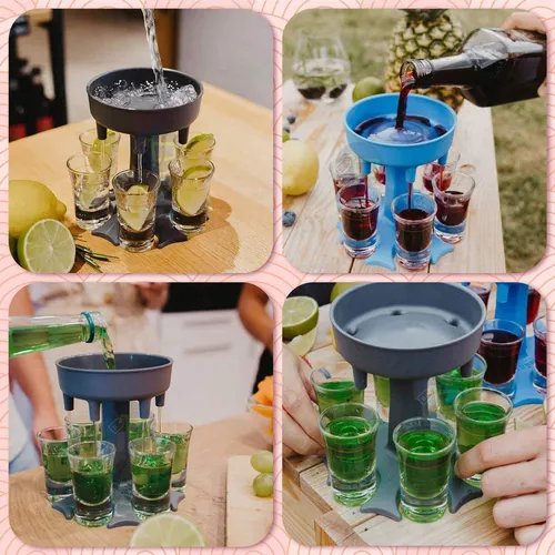 Servidor Shots Múltiple Bar Soporte 6 Copas Llenado Uniforme