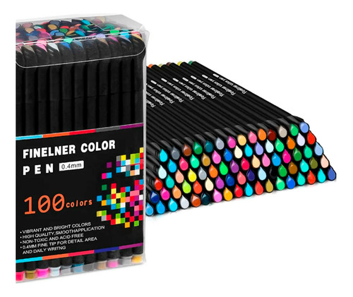 Lápices Fineliner 100 Colores Punta Fina 0,4mm Colores Pen