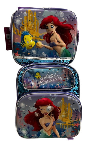 Mochila Sirenita Kinder Con Lonchera Back Pack