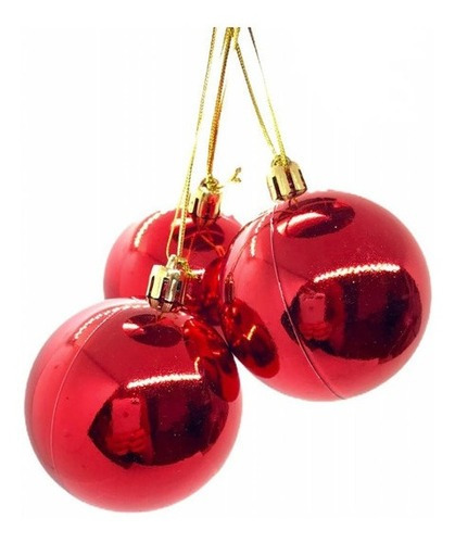 Enfeite Decoração Bolas De Natal 4cm Com 6un Vermelho Lisa